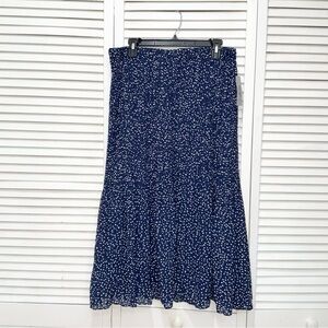 WD.NY Blue Polka Dot Pleated Midi Skirt Size XL
